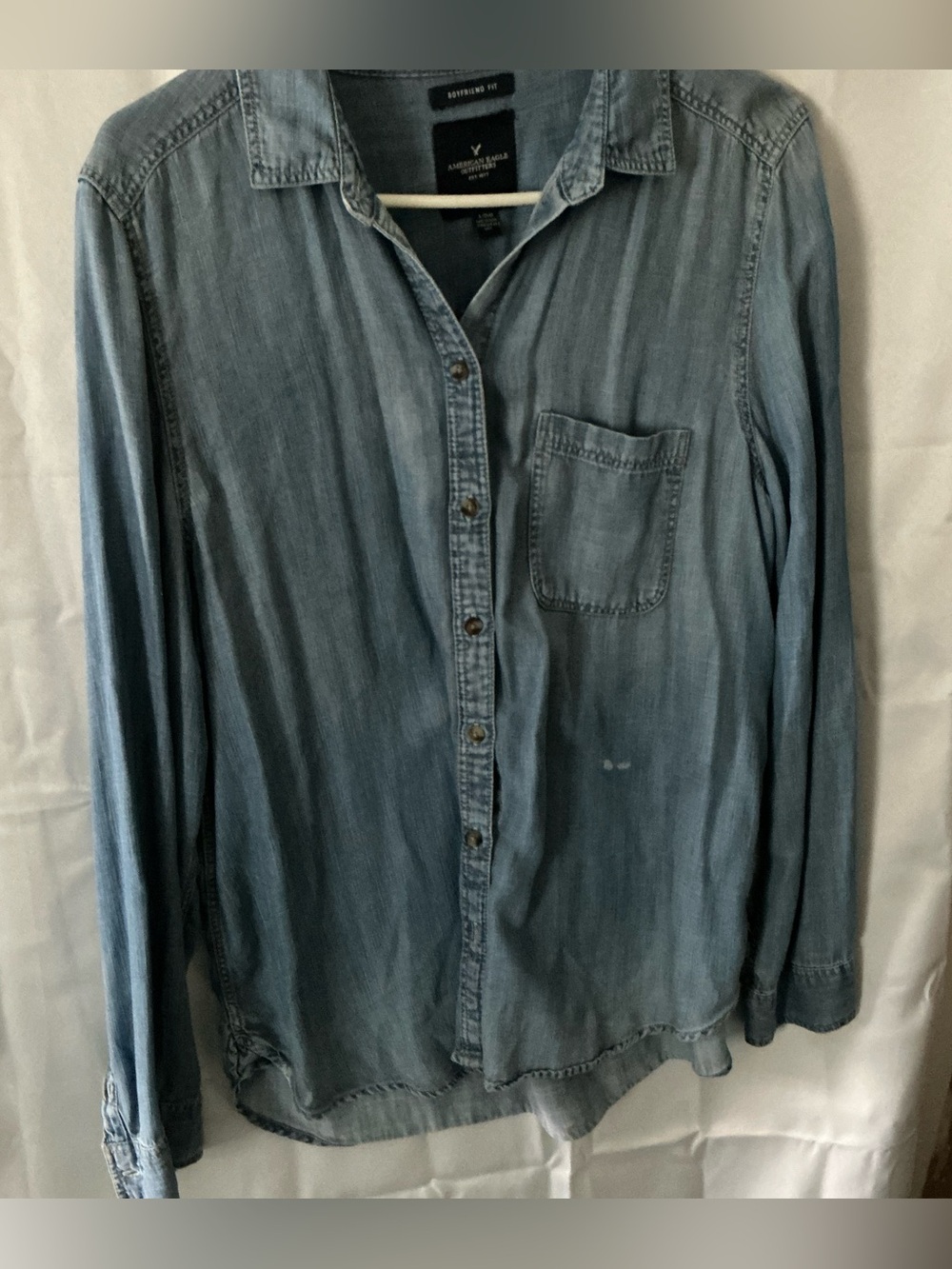 American Eagle Outfitters Light Blue Boyfriend Denim Shirt